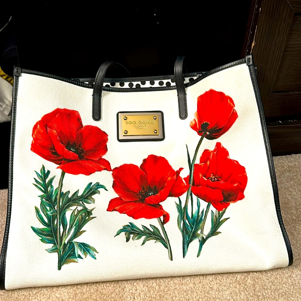 Dolce and Gabbana Poppy Print Tote